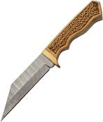 DM1387 Couteau Celtic Damas Viking Seax Lame 256 Couches Etui Cuir - Livraison Gratuite