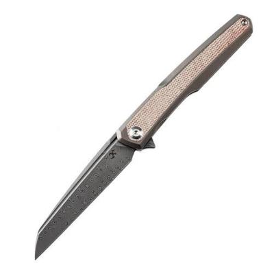 K1046D1 Couteau Kansept Arcus Bronze Manche Titane/Micarta Lame Acier Damas IKBS - Livraison Gratuite