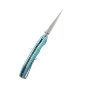 KUB181B Couteau Kubey Ceto Camping Tiffany Blue Lame Acier 14C28N SW IKBS - Livraison Gratuite