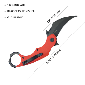 KUB298F Couteau Kubey Rogue Pikal Karambit Red Lame Acier 14C28N SW IKBS - Livraison Gratuite