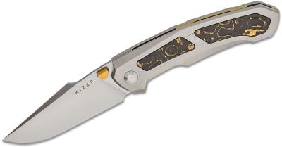 Ki3694A4 Couteau Kizer Feweed Gold Camo Lame Acier Z-Wear PM Manche Titane - Livraison Gratuite