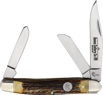 QGSH47 Couteau Queen Cutlery Stockman Stag 3 Lame Acier 1095 USA - Livraison Gratuite