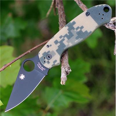 Couteau Spyderco Para Military 3 Manche G-10 Digital Camouflage Lame CPM S30V Made USA SC223GPCMOBK - Free SHipping