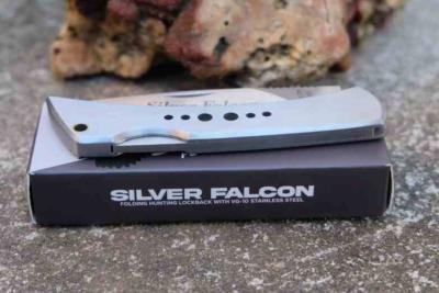 SF521 Couteau Pliant Falcon Lockback Large Silver Lame Acier VG10 - Livraison Gratuite