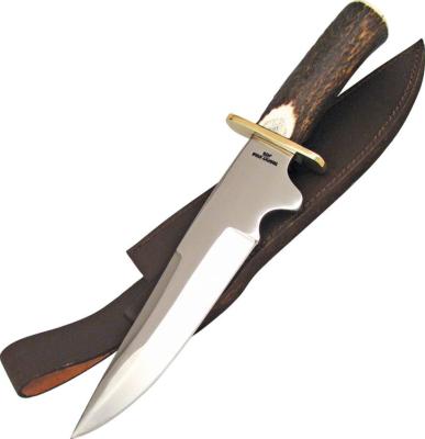 FTS115 Couteau Bowie Frost Cutlery Manche Bois De Cerf Acier Inox Etui Cuir - Livraison Gratuite