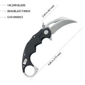 KUB262A Couteau Kubey Mini Wrath Karambit Black G10 Lame Acier 14C28N IKBS - Livraison Gratuite