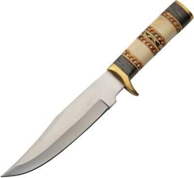 PA203496 Couteau de Chasse Ring Bone Hunter Lame Acier Inox Etui Cuir - Livraison Gratuite
