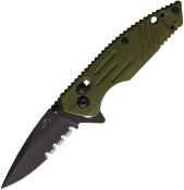 BCMC900OD7BSR Couteau Backup Bear OPS Mini Rancor IX OD Green Lame Acier D2 Serrated Crossbar Lock Made USA - Livraison Gratuite