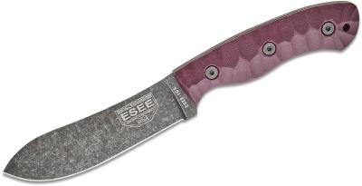 ESJG5LM Couteau ESEE JG5-LM Camp-Lore Burgundy Lame Acier Carbone 1095 Etui Cuir USA - Livraison Gratuite 