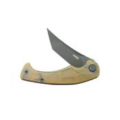 KUB175D Couteau Kubey Scimitar Yellow Ultem Lame Tanto Blackwash Acier 14C28N IKBS - Livraison Gratuite