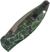 QS158C2 Couteau QSP Turtle Punk Black/Green Lame Tanto 14C28N IKBS - Livraison Gratuite