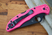 SC11FPPNS30VBK Couteau Spyderco Delica 4 Pink Lame S30V Black Made Japan - Livraison Gratuite