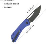 KUB331P Couteau Kubey Thalia Blue Front Flipper Lame Acier 14C28N IKBS - Livraison Gratuite