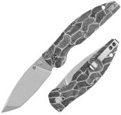 QS158B1 Couteau QSP Turtle Punk Black/White Lame Tanto 14C28N IKBS - Livraison Gratuite