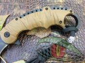 WAR005TN Karambit WithArmour Eagle Claw Tan Lame Acier 440C Etui Nylon - Livraison Gratuite