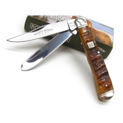 Couteau Rough Rider Ram's Horn Trapper Lames Acier Carbone/Inox Manche Corne de Bélier RR1509 - Free Shipping