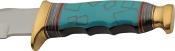 PA3451 Couteau Turquoise Bowie Lame Acier Inoxydable Manche Turquoise Etui Cuir - Livraison Gratuite