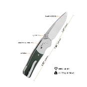 QS157B1 Couteau QSP Vault Green Micarta Lame Acier 14C28N IKBS Crossbar Lock - Livraison Gratuite