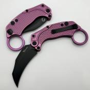 REA122 Set de Couteau Reate EXO-K Karambit Purple Lame Acier N690 Noir + Karambit Entrainement - Livraison Gratuite