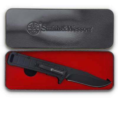 SWP1208873 Couteau Semi Automatique Smith & Wesson Lame Acier 3Cr13 Boite Métal - Livraison Gratuite