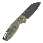 T1022V2 Couteau Tenable Model 6 Sheepfoot Lame Acier 14C28N Manche Green Micarta - Livraison Gratuite