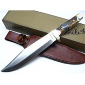 Couteau De Chasse Bowie Schrade Uncle Henry Acier 7Cr17MoV Manche Bois de Cerf Etui Cuir SCH184STUH - Free Shipping