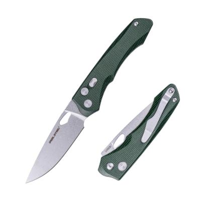 RS7131GM Couteau Real Steel Griffin Pro Green Lame Acier Sandvik 14C28N Button Lock IKBS - Livraison Gratuite