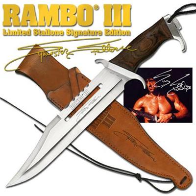 Couteau RAMBO III Signature Poignard RAMBO III Licence Officielle Etui Cuir RB9297 - Free Shipping