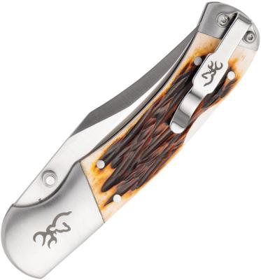 BR0530B Couteau Browning Jigged Bone Lame Acier 9Cr13CoMoV Manche Os - Livraison Gratuite