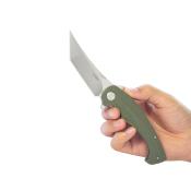 KUB175A Couteau Kubey Scimitar Green G10 Lame Tanto Beadblast Acier 14C28N IKBS - Livraison Gratuite