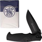 SWP1208869 Couteau Smith&Wesson EDC Lame Drop Point + Jeu de Cartes - Livraison Gratuite