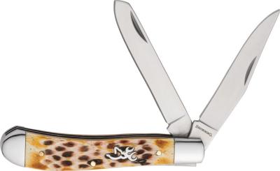 BR0551B Couteau Browning Trapper Natural Jigged Bone 2 Lames Acier Inoxydable - Livraison Gratuite