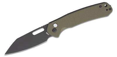 J1925ABGN Couteau CJRB Pyrite Wharncliffe Od Green Lame Acier AR-RPM9 Button Lock IKBS - Livraison Gratuite