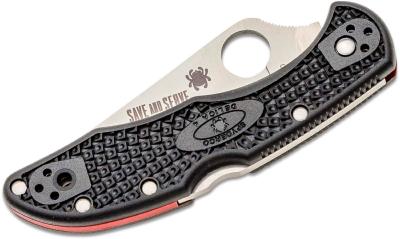 SC11FPSBKRD Couteau Spyderco Delica 4 Red Line Lame Acier VG10 Combo Made Japan - Livraison Gratuite