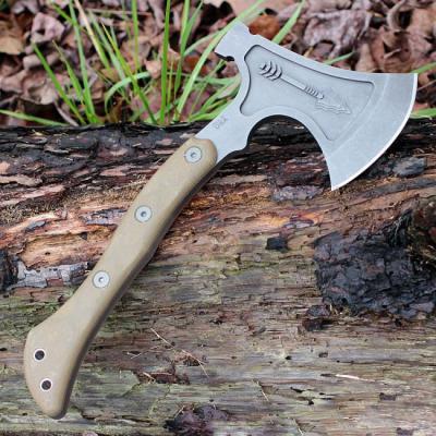 Hache Tomawak Tops Hammer Hawk Ax Lame Acier Carbone 1075 Manche Micarta + Couteau Made USA TPHAMH02 - Free Shipping