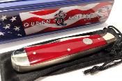 QRSB54 Couteau Queen Cutlery Trapper Red Smooth Bone 2 Lames Acier 1095 USA - Livraison Gratuite