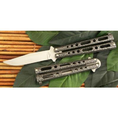 Couteau Papillon Balisong Butterfly Acier Carbone/Inox Manche Métal Made In USA BM005 - Free Shipping