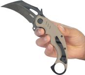 KUB261G Couteau Kubey Wrath Karambit Tan Lame Acier 14C28N Blk IKBS - Livraison Gratuite