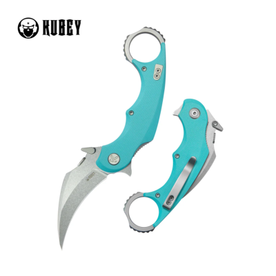 KUB298C Couteau Kubey Rogue Pikal Karambit Tiffany Blue Lame Acier 14C28N SW IKBS - Livraison Gratuite