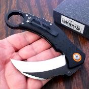 QS120B Couteau QSP Eagle Karambit Black Lame Acier D2 IKBS - Livraison Gratuite