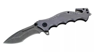 RR1593 Couteau Tactical Rough Ryder Rescue Lame Acier 440 Drop Point Blade Aluminium Handle Linerlock Clip